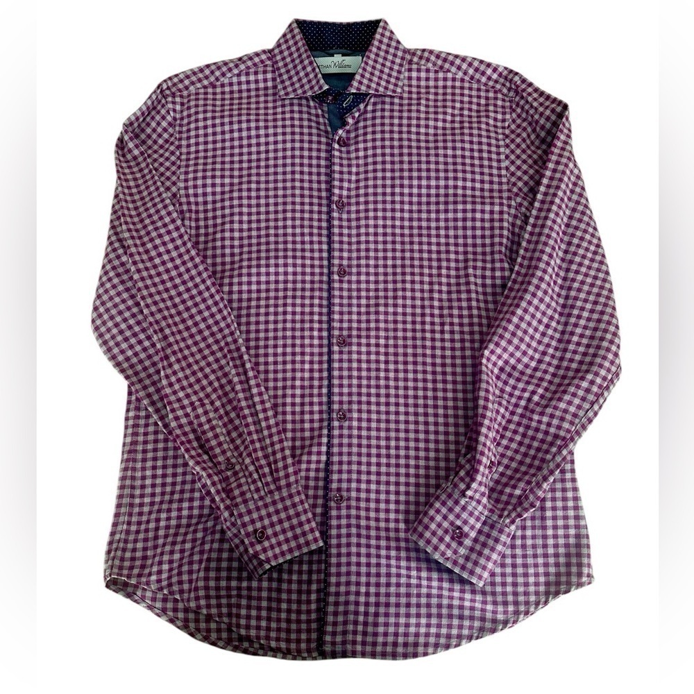 Ethan Williams Gingham Long Sleeve Button Up Shirt - Mens Size Medium - Picture 2 of 6